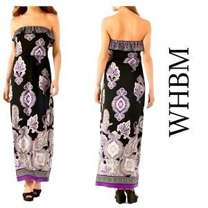 White House Black Market Black and Purple Maxi Dress